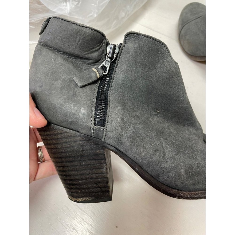 Rag & Bone Gray Distressed Leather Stacked Heel A… - image 7